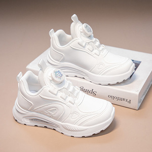 รองเท้าผ้าใบสำหรับเด็กผู้ชายเด็กผู้หญิงรองเท้ากีฬาแบบมีกระดุมหมุนได้ทำจากหนังลำลองระบายอากาศได้ดี - Product Image 2