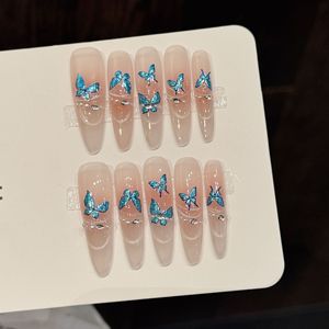 <span class=keywords><strong>Uñas</strong></span> Postizas Serie W Butterfly Shadow Phantom, Ultrafinas, Forma Almendrada, Parches Decorativos para <span class=keywords><strong>Uñas</strong></span>, Efecto Ojo de Gato, <span class=keywords><strong>Rosa</strong></span> <span class=keywords><strong>y</strong></span> Azul sin Costuras - Product Image 3