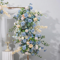 Bleu frais Style fleur Arrangement lune fleur mariage arc fond décoration artificielle fausse fleur
