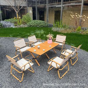 Outdoor <b>Folding</b> Chair Aluminum Alloy Beech Wood Oxford Cloth Portable Camping Picnic Fishing Chair 58cm Independent Brands - Product Image 3