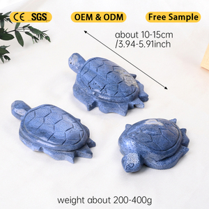 Escultura de Tortuga de Coral Azul Natural al por Mayor, Tallado de Animales de Piedra Curativa de Cristal para Decoración - Product Image 3