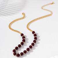 Collier bib imposant à imprimé léopard en résine plaqué or, grand pendentif vintage, collier chunky avec perles rouges, vente en gros
