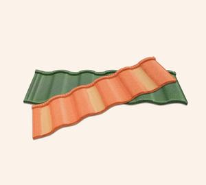 Marché américain Tuile romaine Aluminium Zinc Couleur orange Tuiles métalliques Prix Feuille de <span class=keywords><strong>toiture</strong></span> enduite de pierre - Product Image 5