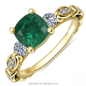 Joyería de Esmeralda de Laboratorio en Oro Sólido 14K - Diseño Personalizado OEM - Servicio <span class=keywords><strong>CAD</strong></span> Gratis - Pedido Mínimo 1 - TELUL - Product Image 2