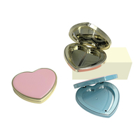 Boîte compacte en plastique vide pour poudre en forme de cœur, couleur unie, 5g, avec miroir, emballage cosmétique