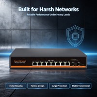 Switch PoE Gigabit de 8 Puertos y 2.5G con Enlaces Ascendentes de Fibra Óptica Dual SFP+ de 10G y Control VLAN