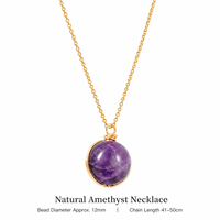 Collier pendentif en améthyste naturelle enroulée sur fil, chaîne en acier inoxydable, bijoux or et argent