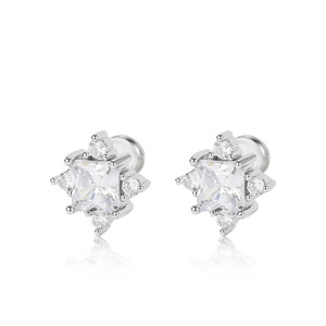 Star Shape Stud Earrings 925 Silver Claw Setting Zinc Alloy Fashion Jewelry Gift For Women And Men - Product Image 2