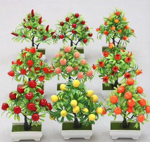Di buon auspicio frutto-Bonsai fiori artificiali verdi interni decorativi in vaso ornamento paesaggio simulato collezione di piante - Product Image 6
