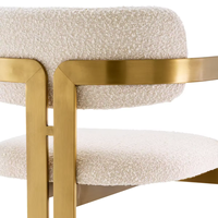 Chaise de salle à manger de luxe moderne avec pieds en acier inoxydable, fauteuil rembourré en tissu Teddy avec dossier, pour hôtel, restaurant, bar à domicile