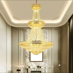 Offre Spéciale long escalier pendentifs lustres luxueux or grand plafonnier led lustre en cristal suspendu - Product Image 4