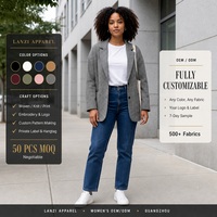 Blazer surdimensionné décontracté personnalisé pour femme, style automne, en tissu croisé, motif pied-de-poule, avec épaulettes rembourrées, poches à rabat, respirant, coupe rétro ample