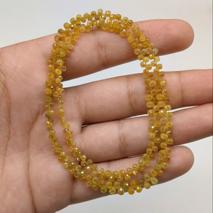 Diamante amarillo de grado AAA, corte briolette cuadrado, piedra facetada natural de primera calidad, brillante, 2.5-3.5mm, para fabricación de joyería, suministro al por mayor de fábrica. - Product Image 1