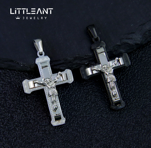 Alta Qualidade Aço Inoxidável Jesus Pingente Homens Mulheres Banhado A Ouro Crucifixo Preto & Prata Colar Pingente Religioso Atacado - Product Image 6