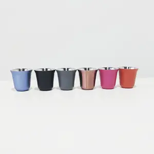 Stainless Steel Metal Unique Group Insulated Coffee Mugs Glasses Demitasse Espresso Cups