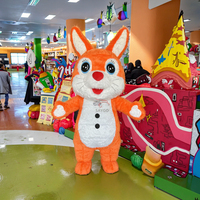 Costume de mascotte gonflable Happy Sky Lapin Orange/Lapin de Pâques pour adulte unisexe pour Halloween et Pâques