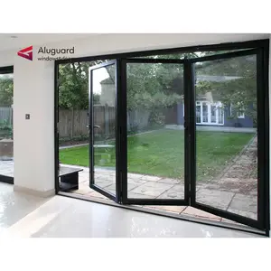 Aluminum Glass Bifold Doors Aluminium Glass Patio Doors Waterproof Villa House External Accordion Doors