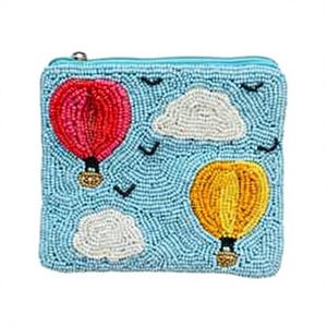 Beaded <b>Coin</b> <b>Purse</b> Hot Air Balloon Pattern Zipper Closure Handmade Mini Creative Unisex - Product Image 1