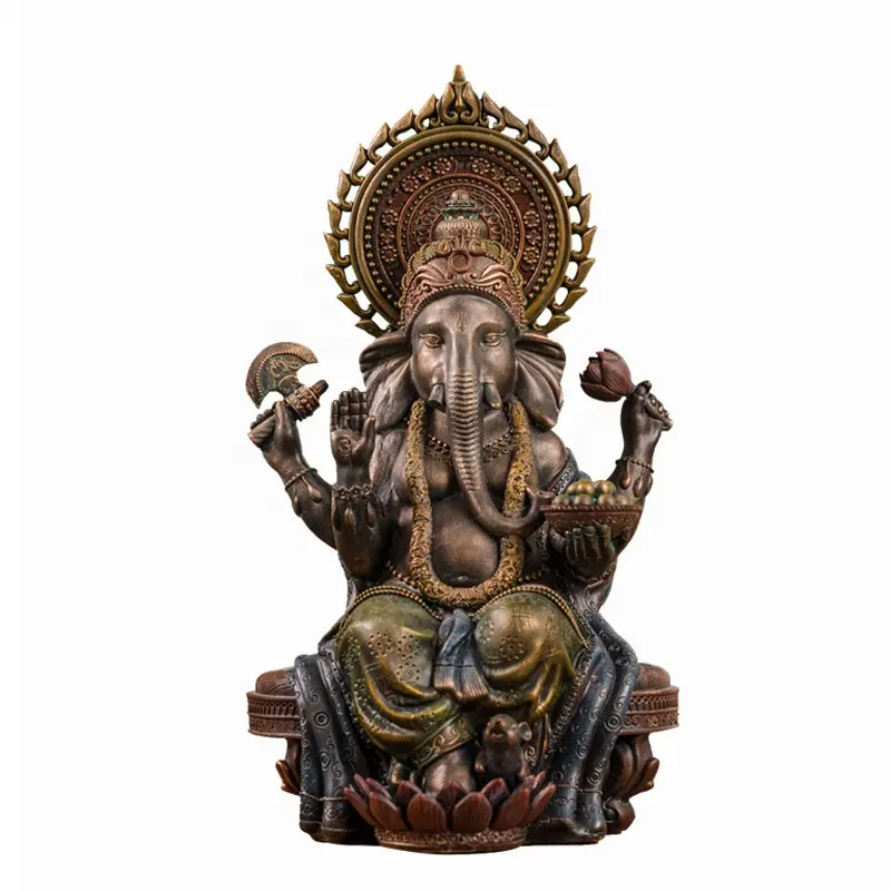 Statue de Dieu éléphant indien Ganesh vintage maison Temple ancien indien sculpté à la main seigneur Figurine hindou éléphant dieu Statue en bois