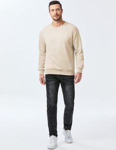 Sudadera de Forro Polar Personalizada ZY para Hombre, Cuello Redondo Holgado, Manga Larga, Informal, de Invierno, Color Sólido, 100% Algodón, Antibolitas, Digital - Product Image 4