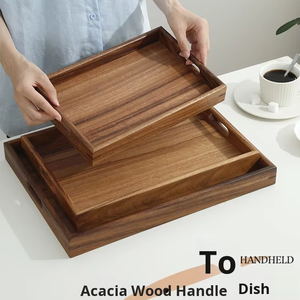 Thiết kế hiện đại thêm gỗ keo lớn phục vụ khay với xử lý độc đáo nhà bếp khay thiết lập cho thực phẩm & phục vụ phục vụ tại các bên - Product Image 5