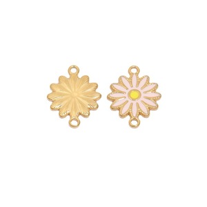 จี้รูปดอกเดซี่แบบห่วงเดี่ยวและห่วงคู่ |   สแตนเลสสตีลเคลือบทอง 18K PVD พร้อมเคลือบเงา สำหรับทำสร้อยข้อมือ สร้อยคอ DIY - Product Image 5