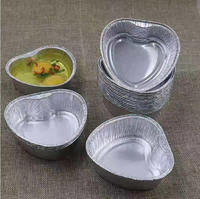 Moules de cuisson en aluminium de qualité alimentaire résistants à la chaleur, récipients jetables ronds et en forme de cœur pour la cuisson des œufs, des cupcakes et de la friture à l'air chaud