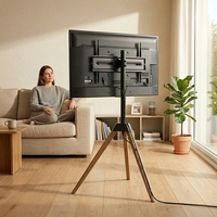 Support de sol pour téléviseur en acier laminé à froid réglable en hauteur avec base trépied pour écrans plats de 32 à 70 pouces pivotant