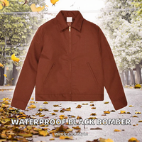 Veste bomber noire décontractée pour homme, imperméable, sur mesure, grande taille, en toile, avec fermeture éclair, teinte, design automne, en promotion