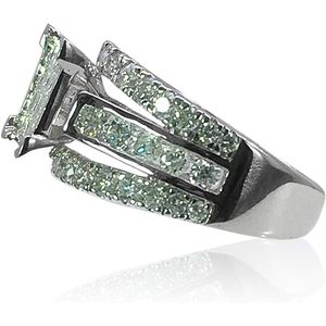 แหวนหมั้นเพชรออร์นาติส ทองคำขาว 14K ทรงปรินเซสคัท ประดับเพชรรอบด้านแบบซ่อน แหวนเจ้าสาวสำหรับผู้หญิง - Product Image 3