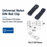 Clip de fixation en nylon pour rail DIN 76,5x20x8mm, support de montage PCB avec trou fixe et fente réglable, clip à ressort pour rail DIN 35mm C45