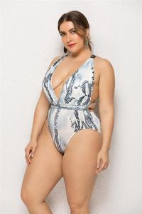 Biquíni com Impressão Digital, Maiô Sexy para Mulheres Gordinhas, Moda em Uma Peça, Maiô 5XL Super Grande, Tankini Plus Size com Padrão de Cobra - Product Image 3