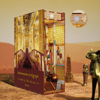 Tonecheer Novedad: Librero 3D con Rompecabezas de Inducción de Luz, Casa de Muñecas en Miniatura, Temática Aventura en Egipto, para Tiendas de Regalos y Artículos para el Hogar
