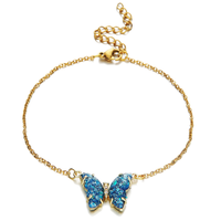 Bracelet en acier inoxydable pour femmes, tendance, pendentif papillon, ornements à la main, chaîne Fine en acier inoxydable, offre spéciale