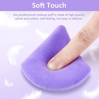 Puff de polvo triangular suave y grueso personalizado al por mayor, soplo de maquillaje de algodón para la cara, soplo de terciopelo para dedos, soplo de polvo cosmético de terciopelo