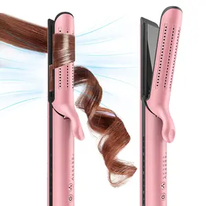 Factory Private Mode Patentschutz 2 in 1 Haar glätter und Locken wickler LED-Anzeige Cool Air Hair Flat Irons