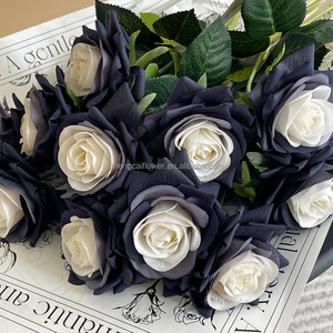 Gran oferta, cabeza de rosa, toque Real, color blanco y negro, simulación de flor rosa, ramo de rosas de caballero negro para decoración de interiores - Product Image 1