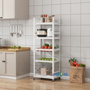 Práctico estante cuadrado de almacenamiento para cocina, 3/4/5 capas con soportes giratorios de rueda y estantes para <span class=keywords><strong>vajilla</strong></span> de sala de estar - Product Image 1