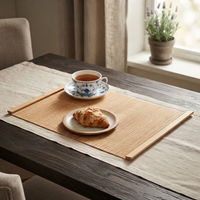Napperon en lattes de bambou fines, tressé à la main, naturel, isolant thermique, pour thé, table, OEM, logo personnalisé, traditionnel, maison, mariage, bambou