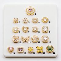 Perles intercalaires HP269 en or rempli 14K à haute résistance de couleur, avec fleurs papillon en oxyde de zirconium, à trou traversant, pour la fabrication de bijoux et bracelets DIY