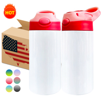 USA RTS 12oz 20oz Enfants Bébé Enfants Maigre Droite Voyage Bouteille D'eau Blancs Sublimation Enfants Gobelet Bouteille D'eau Potable