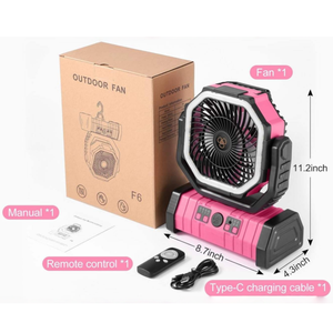Custom Logo Available Electric Portable Camping Fan F6 with Built-in LED <b>Light</b> Durable for Outdoor RV Household Use - Product Image 1