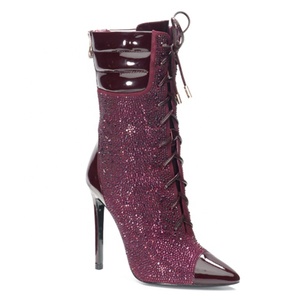 Thời Trang Bằng Sáng Chế Da Kim Cương Giày Cao Gót Nữ Giày Mùa Đông - Product Image 4