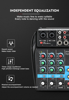 Table de mixage audio DJ professionnelle mini 4 canaux noire légère, portable, nouveau style, fourniture d'usine pour la musique et l'éclairage vidéo