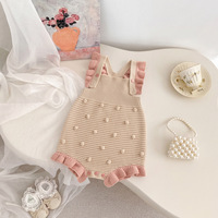 Combinaison en tricot pour filles Engepapa, printemps-automne, coton, combinaison pour bébé, sans manches, fermeture à boutons, vêtements pour bébé