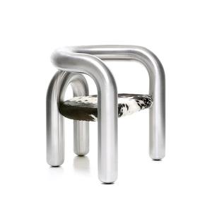 Sillón de tubo doblado de fibra de vidrio en forma de arte de diseño avanzado, silla de ocio individual galvanizada para el hogar, Bar, oficina, sala de estar - Product Image 1