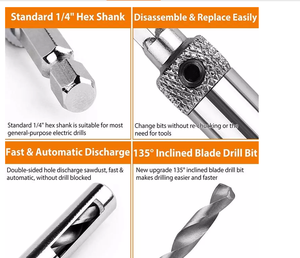 ATI-Kit de brocas para carpintería, abridor de agujeros de bisagra y herramienta de perforación de forma hexagonal para puertas - Product Image 4