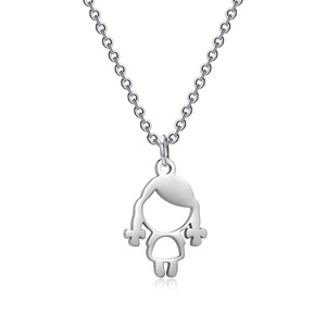 Collana pendente da donna in acciaio inossidabile per bambina con Design creativo semplice in acciaio al titanio buddhismo Figaro farfalla - Product Image 6