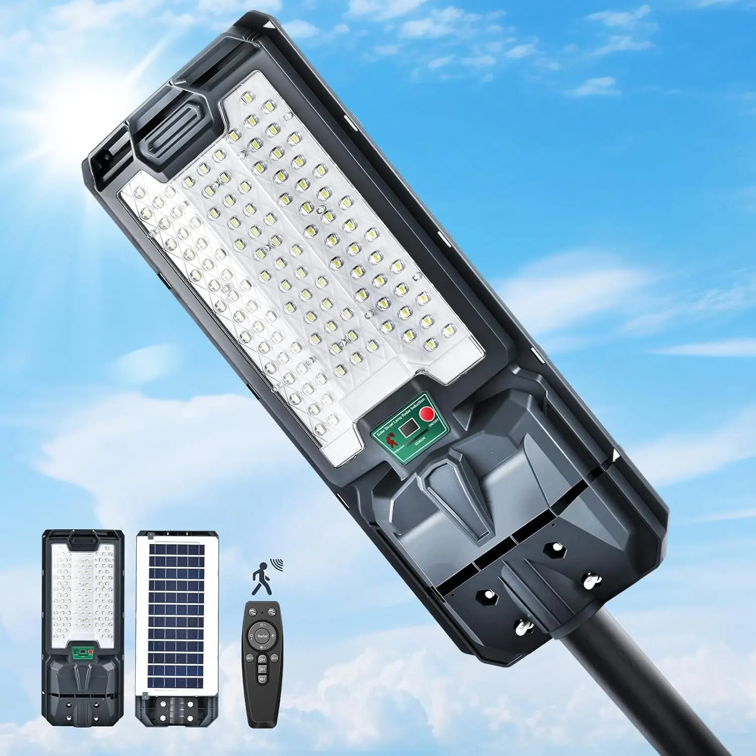 High Brightness Remote Control Sensor All In One Solar-powered 6500K LED Solar Street Light With Pole Water Proof