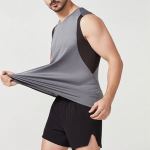 Débardeur de sport pour homme de qualité supérieure, respirant, à séchage rapide, en polyester uni, sans manches, veste athlétique pour la course à pied et l'entraînement - Product Image 1
